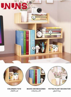 UNUNS Wood Desktop Shelf,Small Bookshelf Assembled Countertop Bookcase,Literature Holder Accessories Display Rack Office Supplies Desk Organizer  - Image 2