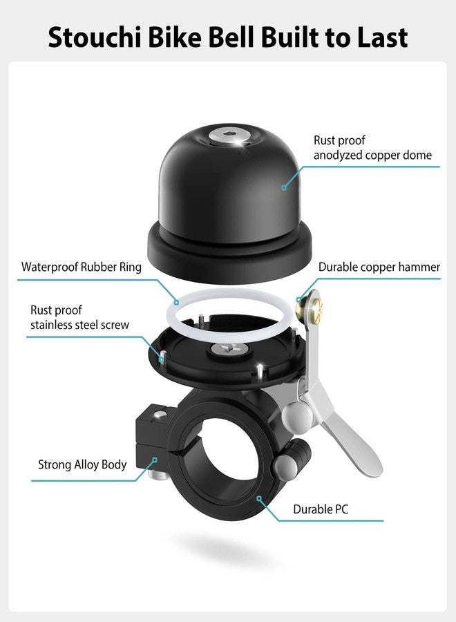 Stouchi Bicycle Bell for Apple AirTag, Stouchi AirTag Bike Mount GPS Tracker Waterproof Classic Brass Holder Hides Air Tag Under Bike Bell Anti-Theft Fits 0.87 to 1 Inch Bicycle Handlebars 1 Pack - Image 2