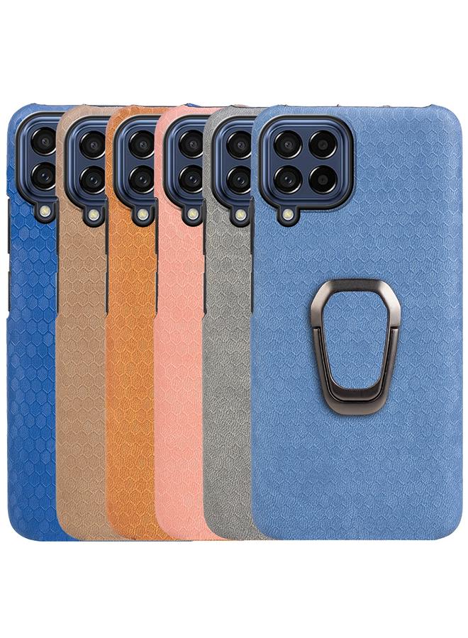 S-TOP Case For Samsung Galaxy M53 Ring Holder Honeycomb PU Phone Case - Image 4