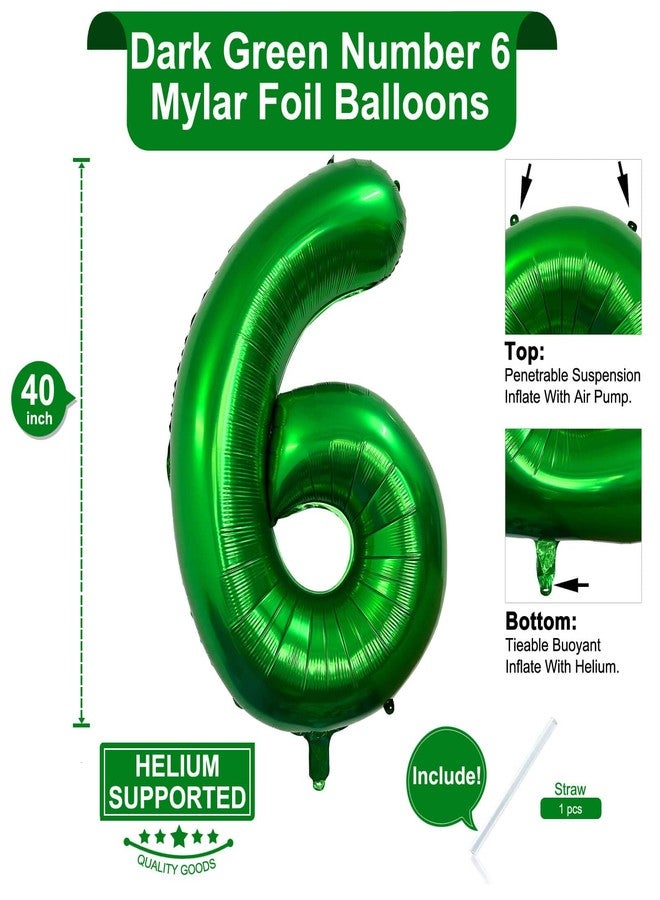 Lovoir 40 Inch Dark Green Number 6 Balloon Large Size Giant Jumbo Digit Mylar Foil Helium Dark Green Balloons for Birthday Party Celebration Decorations Graduations Anniversary Baby Shower Photo Shoot - Image 2