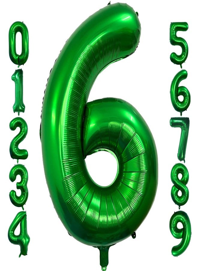 Lovoir 40 Inch Dark Green Number 6 Balloon Large Size Giant Jumbo Digit Mylar Foil Helium Dark Green Balloons for Birthday Party Celebration Decorations Graduations Anniversary Baby Shower Photo Shoot - Image 1