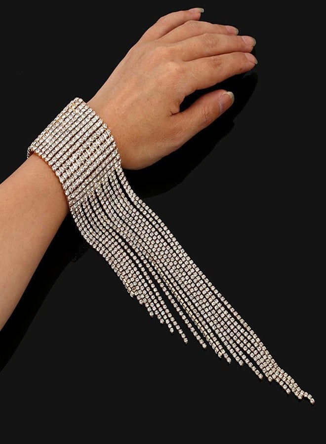Rumtock Glitter Rhinestone Cuff Fringe Wrap Bracelet for Women Girls Party Nightclub Sparkling Jewelry - Image 3