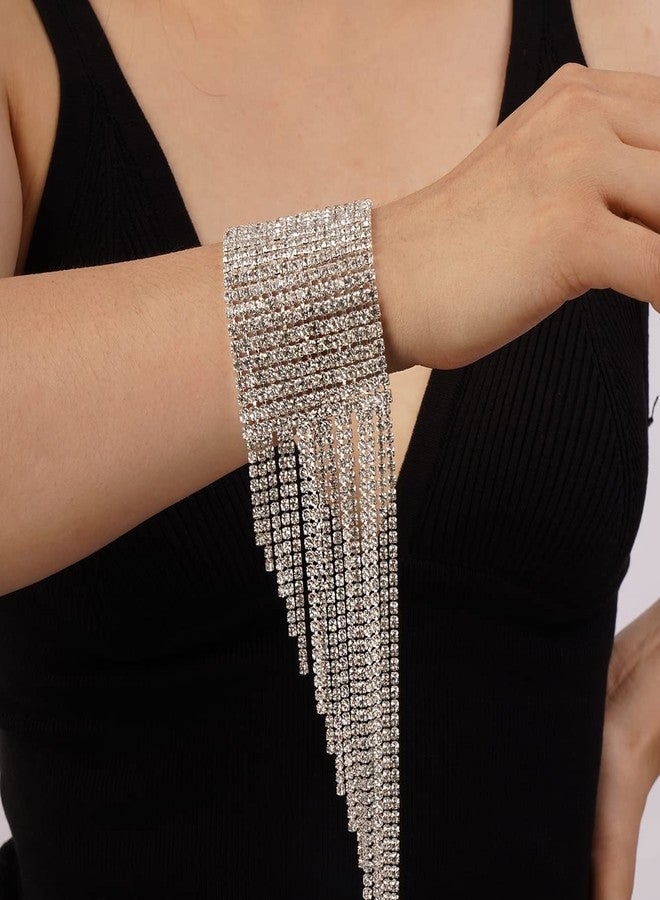 Rumtock Glitter Rhinestone Cuff Fringe Wrap Bracelet for Women Girls Party Nightclub Sparkling Jewelry - Image 2