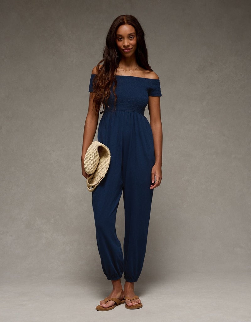 American Eagle AE Sunchaser Off-the-Shoulder Jumpsuit - Image 1