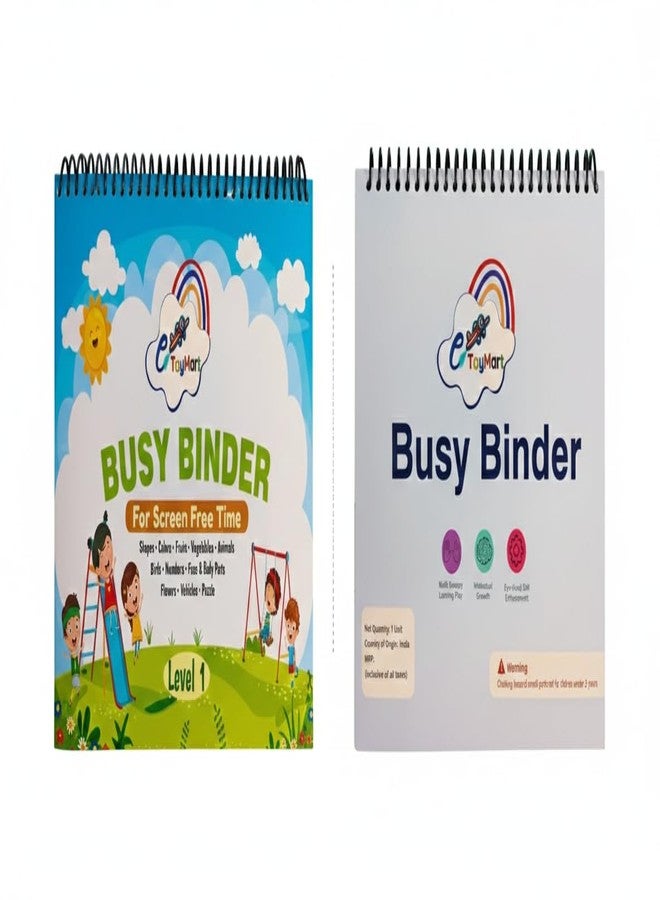 eToymart Busy Binder Book for Toddlers - Alphabet, Numbers, Colors, Fruits, Animals (Level 1) | Educational Book | Montessori Learning Busy Board & Activity Velcro Book for Kids 2-5 Years - Image 1