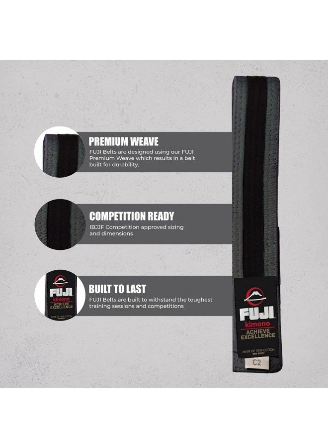 Fuji Kids Brazilian Jiu Jitsu Belt With Rank Bar, Bjj Belt For Children, Grey/Black, Size C2 - Image 3