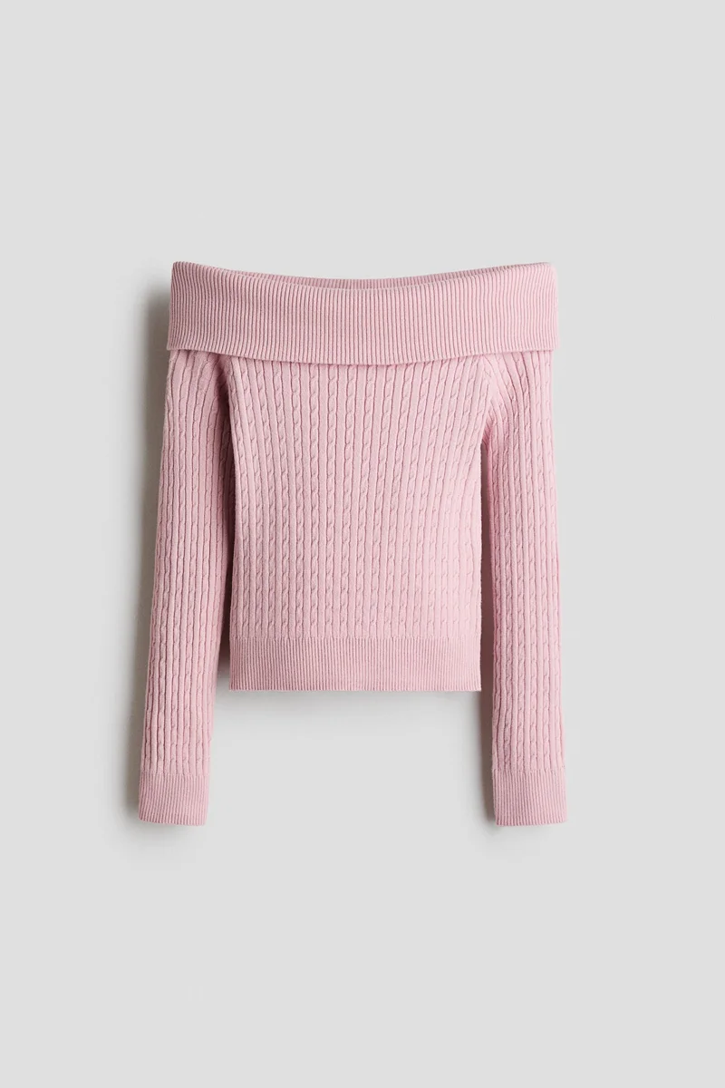 H&M Cable-knit off-the-shoulder jumper