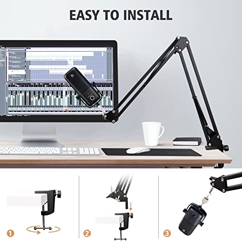 SUNMON For Elgato Wave 3 Boom Arm Microphone Stand, Professional Mic Boom Arm Mic Stand Compatible with Elgato Wave:3 USB Condenser Microphone by SUNMON - Image 2