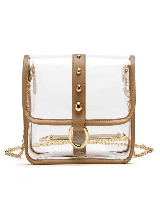 KUI WAN Clear Bag Stadium Approved, Crossbody Bag for Sport Event Concert, Apricot - Image 1