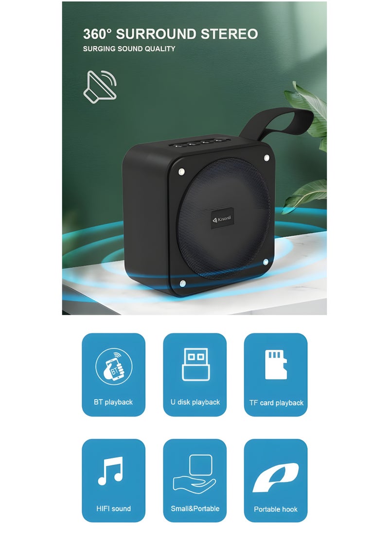 سبيكر بلوتوث صغير كاسونلي S21 ستيريو قوي 5وات تشغيل MP3 ومنافذ نفذ TF و -U Diskتشغيل حتي 5 ساعات -لون أسود