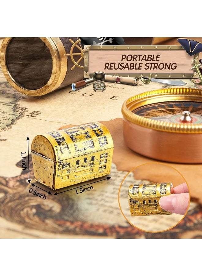 Zhanmai 50 Pieces Mini Pirate Treasure Chest Gold Plastic Chests Vintage Pirate Jewelry Storage Box for Pirate Play Set Pretend Play Birthday Halloween Christmas Party Favors  - Image 5