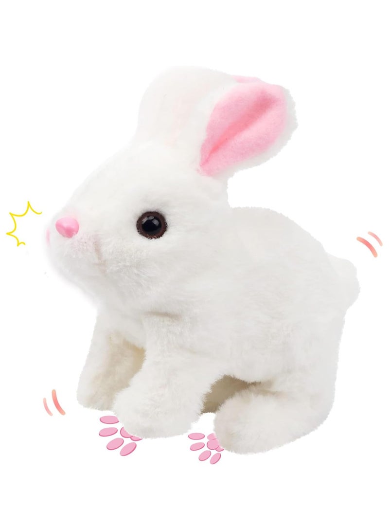 Plush Interactive Toy,Hopping Rabbit Interactive Electronic Pet Plush Bunny Toy with Sounds and Movements,Animated Walking Wiggle Ears Twitch Nose Gift for Toddlers Birthday,Companion Animal for Kids  - Image 1
