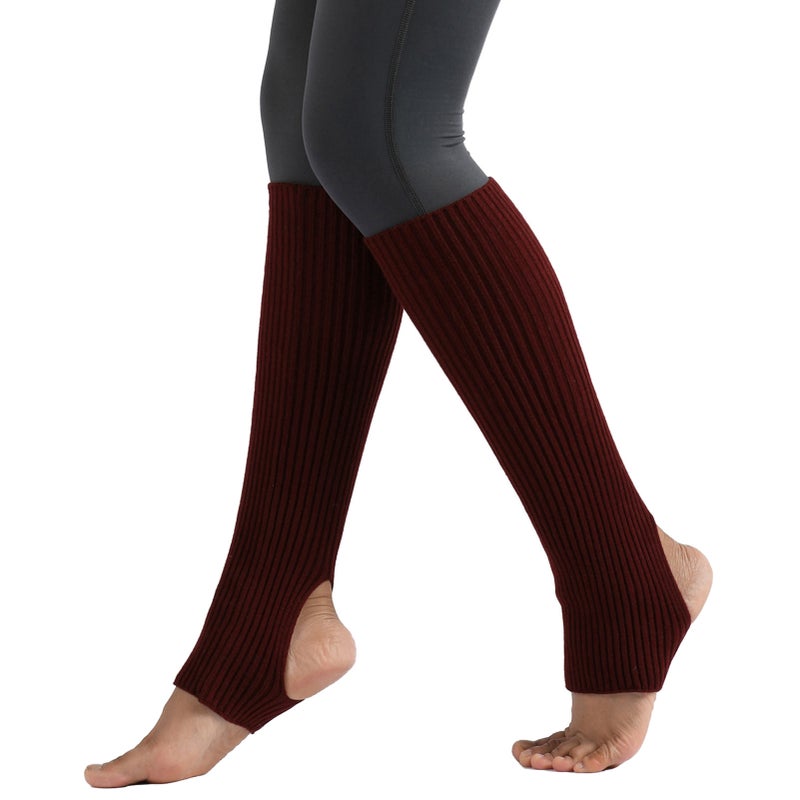 Women Stockings Open Heel Knee High Leg Warmers Ribbed Knit for Yoga Ballet Dancing Lounging - Image 1