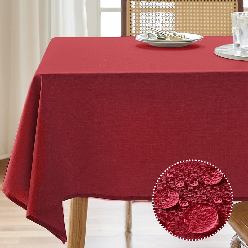 AUSSPVOCT Textured Tablecloth Rectangle 52x70 Water Resistant SpillProof Wipeable Table Cloth Wrinkle Free Fabric Dining Table Cover for Birthday Party Farmhouse Spring Christmas Holiday Tablecloths