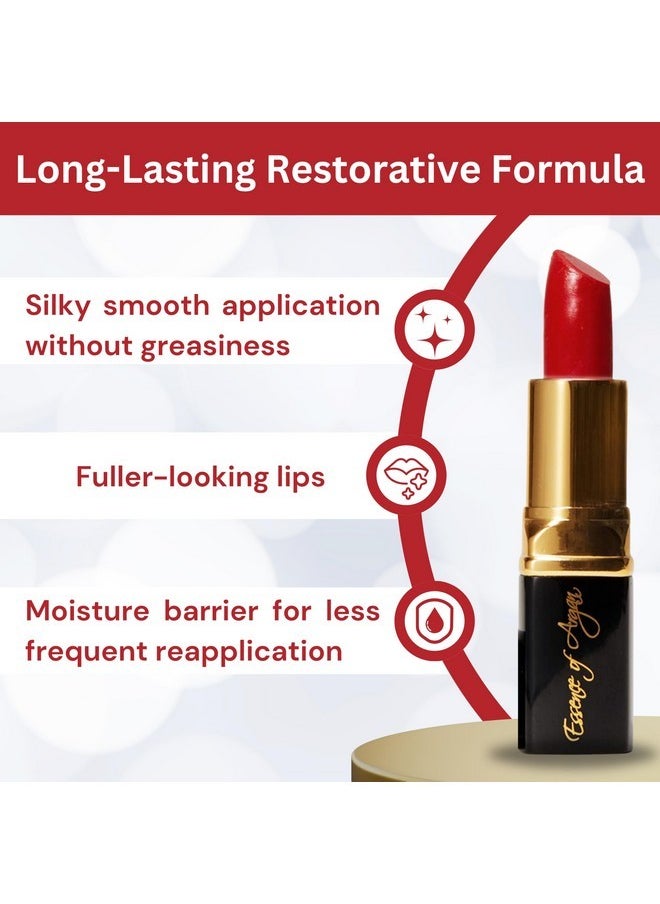 Essence Of Argan 𝗘𝘀𝘀𝗲𝗻𝗰𝗲 𝗼𝗳 𝗔𝗿𝗴𝗮𝗻 Deep Moisturizing Red Lipstick, Long Lasting Lipstick & Lip Care in 1 with Pure Organic Argan Oil, Shea Butter, Jojoba Oil & Aloe Vera Hydrating Lipstick, Roses R Red  - Image 3