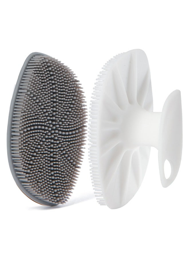 HieerBus - Silicone Face Scrubber, Facial Cleansing Brush Silicone Manual Face Washing Brushes,Gentle Exfoliation Pad & Massage Skin Care for Men Women Cleansing and Exfoliating, White+Gray - Image 1