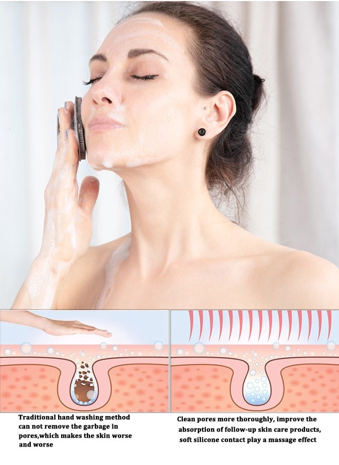 HieerBus - Silicone Face Scrubber, Facial Cleansing Brush Silicone Manual Face Washing Brushes,Gentle Exfoliation Pad & Massage Skin Care for Men Women Cleansing and Exfoliating, White+Gray - Image 1