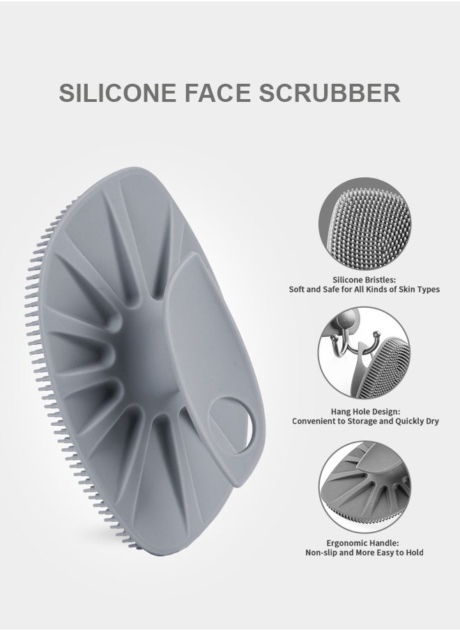 HieerBus - Silicone Face Scrubber, Facial Cleansing Brush Silicone Manual Face Washing Brushes,Gentle Exfoliation Pad & Massage Skin Care for Men Women Cleansing and Exfoliating, White+Gray - Image 1