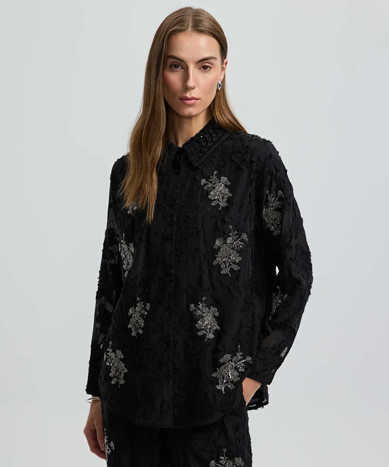Ipekyol Embellished Knit Collar Shirt