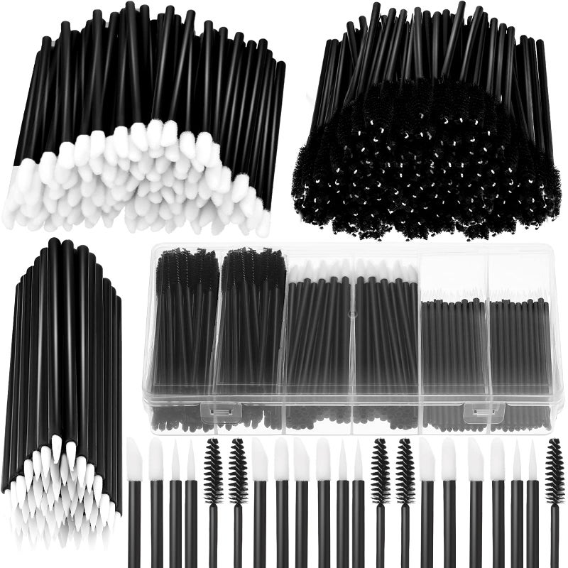 Maitys 263 Pieces Disposable Makeup Applicators Kit, Includes 50 Disposable Eyeliner Brushes 100 Lipstick Applicators Lip Wands 112 Mascara Wands Eyelash Brush with Plastic Organizer Box - Image 1