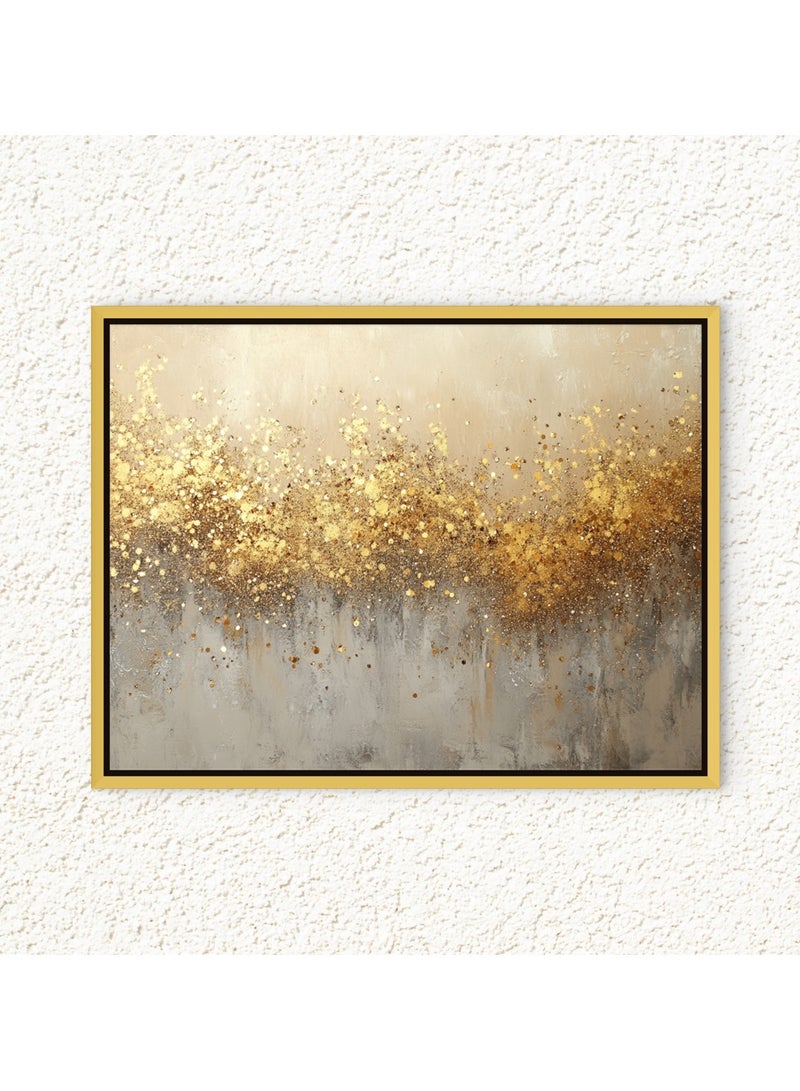 آرت دیکور  لوحة فنية جدارية مؤطرة من القماش باللون الذهبي، مطبوعة فنية تجريدية حديثة مع لمسات ذهبية، ديكور جداري ثنائي الاتجاه لغرفة النوم والمكتب وغرفة المعيشة كهدية - Image 4