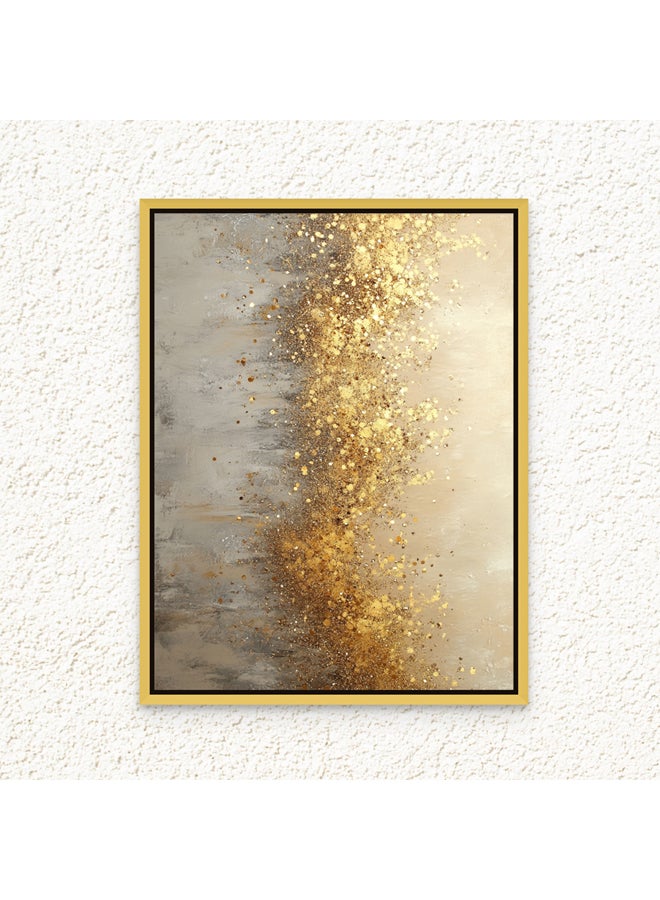 آرت دیکور  لوحة فنية جدارية مؤطرة من القماش باللون الذهبي، مطبوعة فنية تجريدية حديثة مع لمسات ذهبية، ديكور جداري ثنائي الاتجاه لغرفة النوم والمكتب وغرفة المعيشة كهدية - Image 1