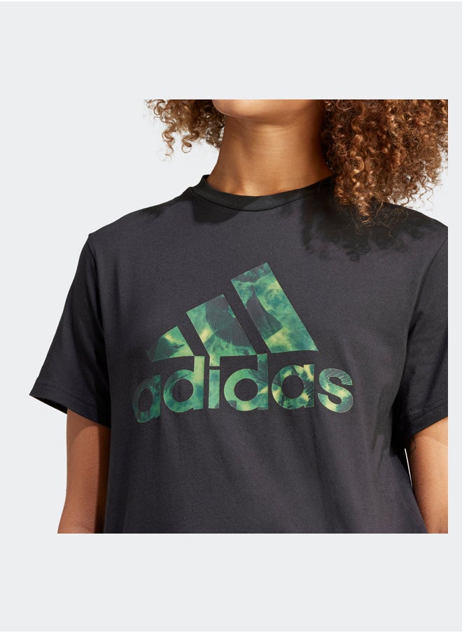 Adidas - تي شيرت بشعار كبير مزين برسومات زهور - Image 1