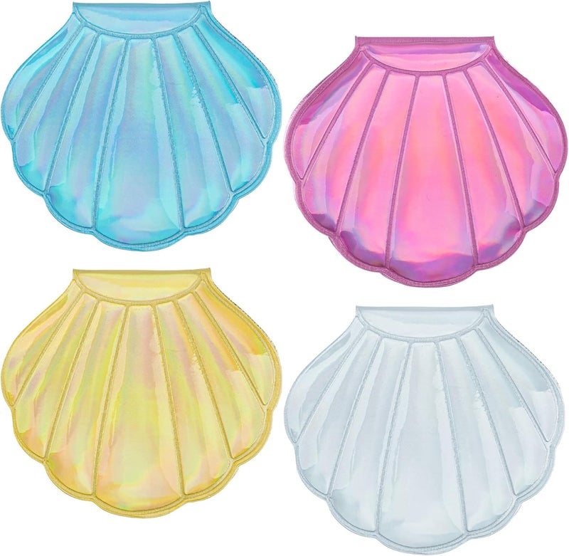 AUEAR AUEAR, 4 Pack Glitter Shell Mirror Double-Sided Magnification Makeup Mirrors 4 Colors Mini Portable Foldable for Purse Handbag Pocket 