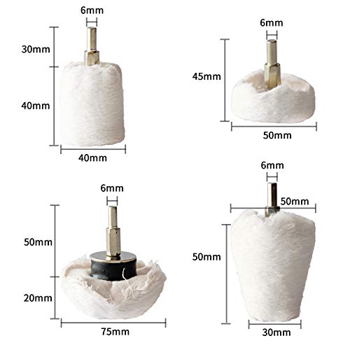 Medoon Polishing Pad Buffing Wheel Kit White Flannelette 12 Pack, for Drill for Metal Aluminum Stainless Steel Chrome Wood Plastic Ceramic Glass Woods Fabric Cotton Machine Jewelry etc - Image 2