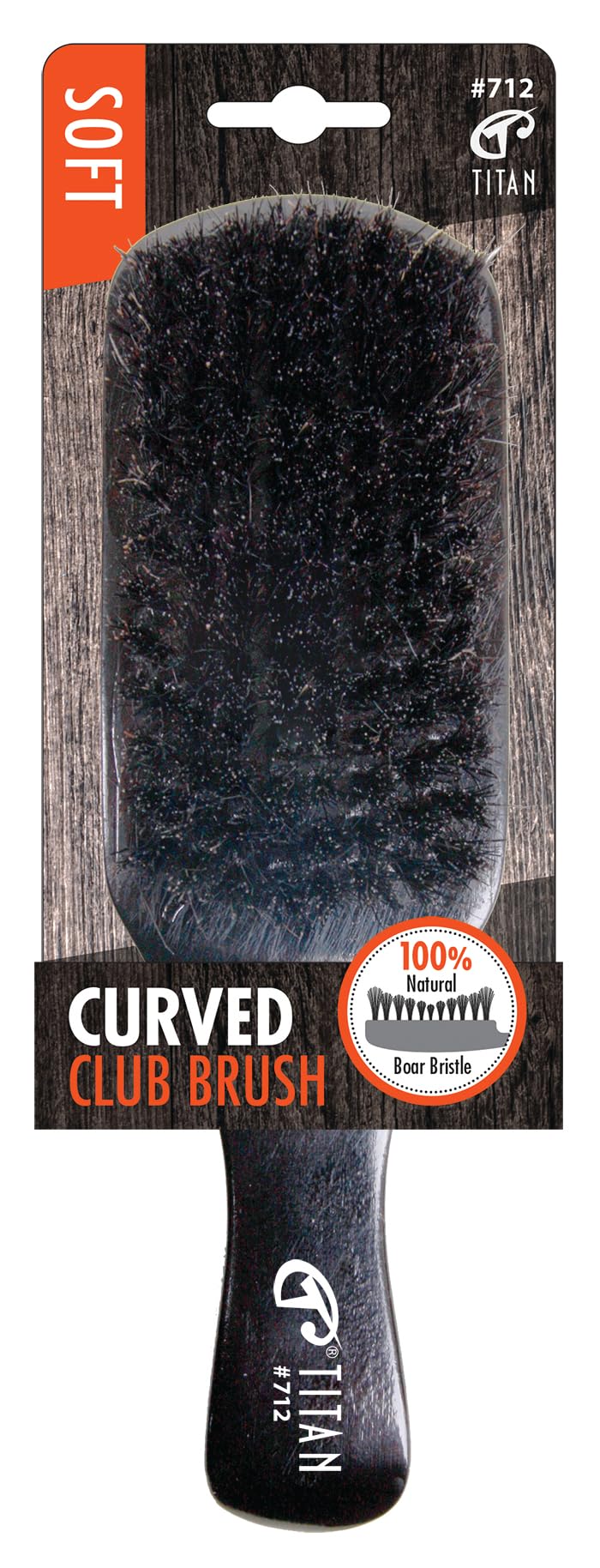 Titan Soft Curved Club Brush For Men All Hair Textures 1pc Natural Boar Bristles Wooden Handle Wooden Hair Brush