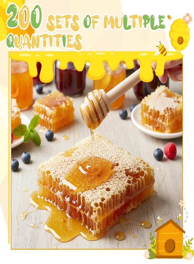 SHENLIU 200 Pack Honey Dipper Sticks, 3 inch Mini Wooden Honey Stick Mini Honeycomb Sticks, Honey Dipper Honey Stirrers for Tea Honey Jar Dispense Drizzle Honey and Wedding Party Favors Gift - Image 3