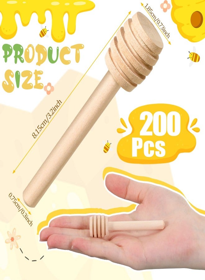 SHENLIU 200 Pack Honey Dipper Sticks, 3 inch Mini Wooden Honey Stick Mini Honeycomb Sticks, Honey Dipper Honey Stirrers for Tea Honey Jar Dispense Drizzle Honey and Wedding Party Favors Gift - Image 2