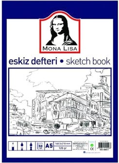 Mona Lisa Sketchbook A-5 Textured Paper Black Pencil Workbook 50 Sheets 120 gr 14.8X21 cm 1 Piece Südor  - Image 1