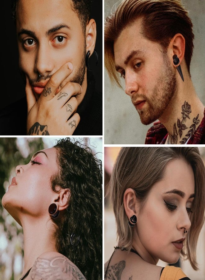 ONESING 84Pcs Ear Stretching Kit 14G-00G Ear Gauge Stretching Kit Acrylic Septum Pincher Spiral Taper Heart Tunnels Ear Plugs Hypoallergenic Ear Gauges Expander Set for Women Men-Black - Image 3