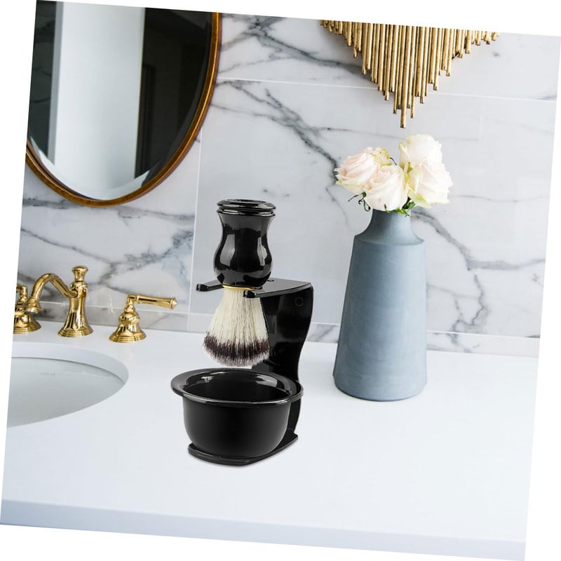3Pcs Shaving Brush and Stand Set Compact Safety Holder for Bathroom Storage Travel - Image 5