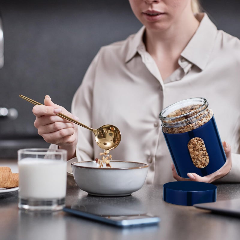 Mimorou 6 Pack Kitchen Canisters Set Airtight Coffee Sugar Tea Storage Jars with Window Glass Stainless Steel Containers with Lids for Flour Cookies Spices Grains Kitchen Decorations(Navy Blue,20 oz) - Image 3