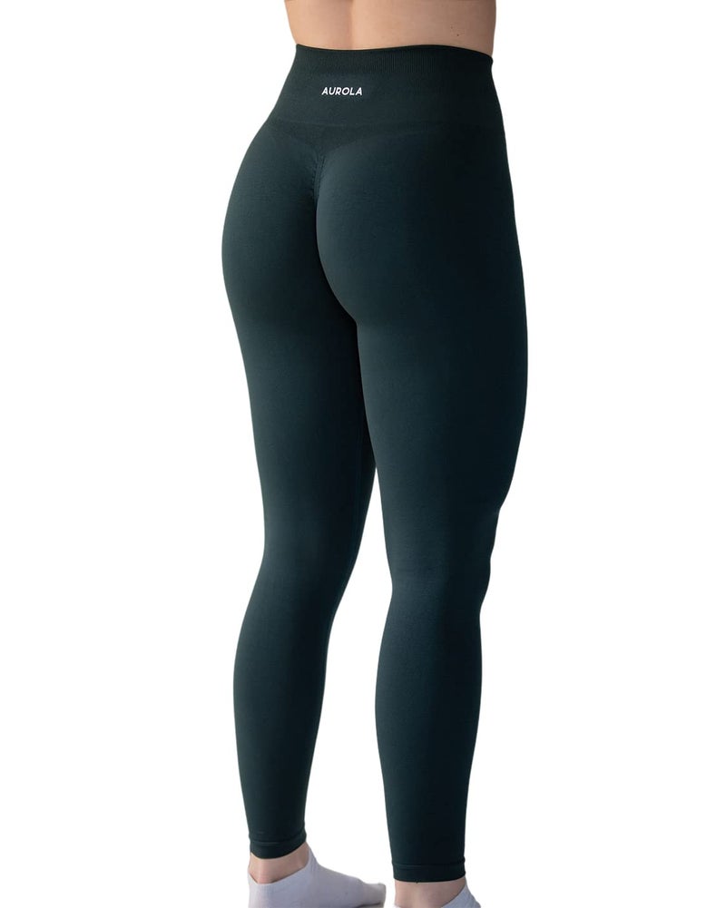 AUROLA Seamless Scrunch Legging Women Yoga Pants 7/8 Tummy Control Workout Running for Fitness Sport Active Ankle Legging-25'' (L, Ponderosa Green) - Image 1