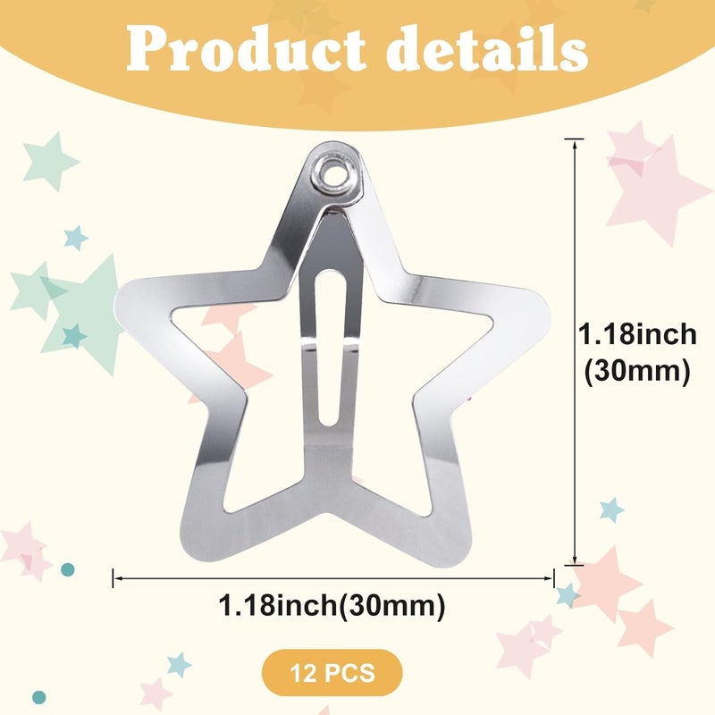 Rinpoche 10 PCS 122 Star Hair Clips Snap Hair Barrettes Non Slip Star Hair Accessories for Girls Women Cute Lovely 2024s Y2K Silver Metal Hair Clips - Image 4