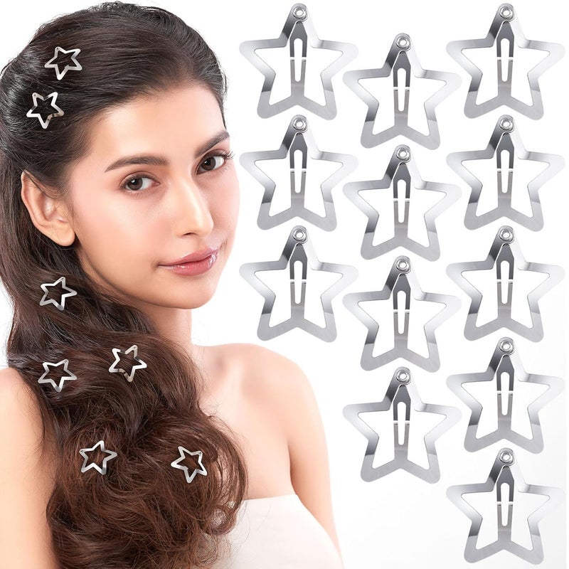 Rinpoche 10 PCS 122 Star Hair Clips Snap Hair Barrettes Non Slip Star Hair Accessories for Girls Women Cute Lovely 2024s Y2K Silver Metal Hair Clips - Image 1