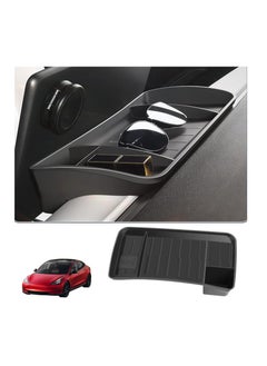 2023 New Upgraded Tesla Model 3/Y Center Console Organizer Tray Accessories, Screen Rear Storage Box Dashboard Hidden Tray Non-Slip Sunglasses Holder Interior Accessories, Black