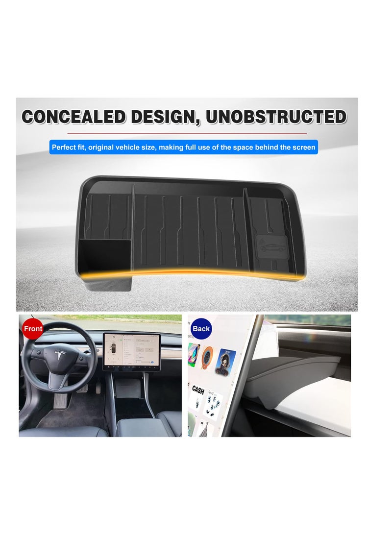 Excefore 2023 New Upgraded Tesla Model 3/Y Center Console Organizer Tray Accessories, Screen Rear Storage Box Dashboard Hidden Tray Non-Slip Sunglasses Holder Interior Accessories, Black  - Image 3