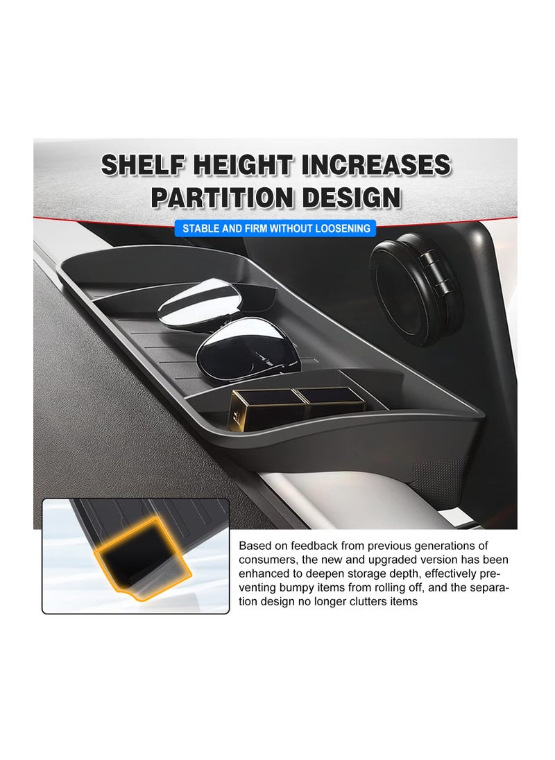 Excefore - 2023 New Upgraded Tesla Model 3/Y Center Console Organizer Tray Accessories, Screen Rear Storage Box Dashboard Hidden Tray Non-Slip Sunglasses Holder Interior Accessories, Black - Image 1