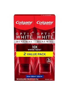 Olgate Optic White Renewal Teeth Whitening Toothpaste With Fluoride 3% Hydrogen Peroxide High Impact White Mint 3 Ounce (2 Pack)