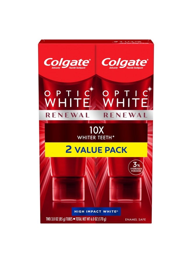 Colgate - Olgate Optic White Renewal Teeth Whitening Toothpaste With Fluoride 3% Hydrogen Peroxide High Impact White Mint 3 Ounce (2 Pack) - Image 1