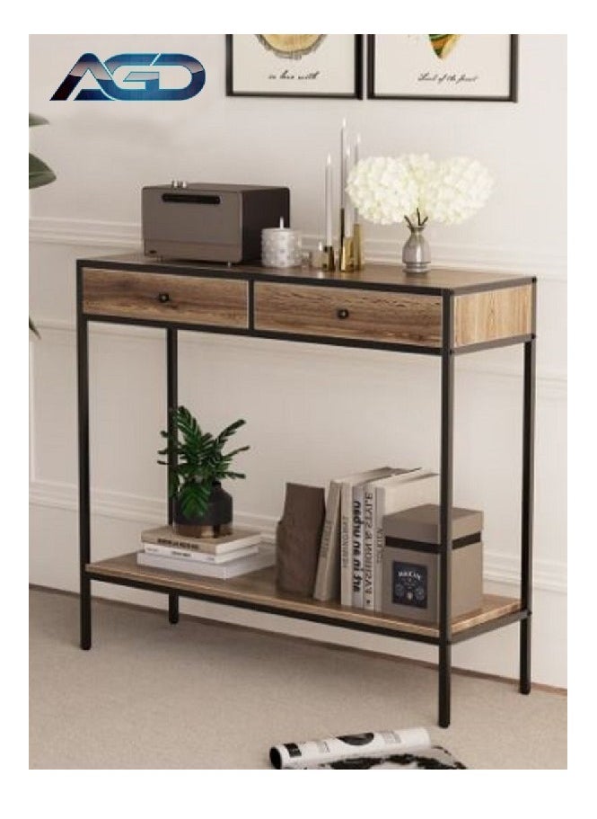 AGD Coffee Table For Living Room  Console Table with Drawers Wooden Worktop Table 2 Drawers Bottom Shelf for Living Room ,hallway, Corridor  - Image 1