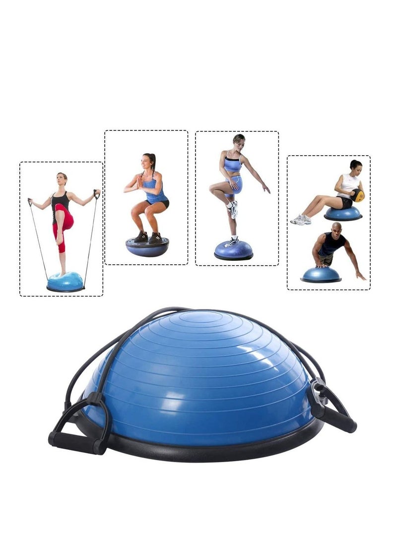 Rock Pow Balance Trainer Half Yoga Exercise Ball with Resistance Bands and Foot Pump for Home Gym Workout  - Image 3