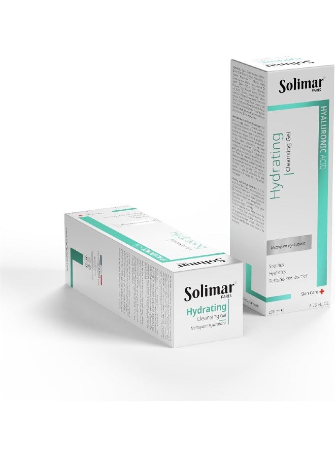 Solimar Paris Hydrating Cleansing Gel 200ml | Daily Facial Cleanser formulated with Hyaluronic Acid and Vitamin E - Image 1
