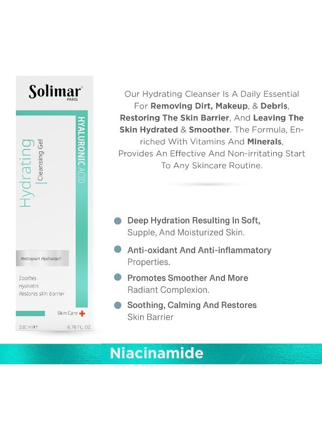 Solimar Paris Hydrating Cleansing Gel 200ml | Daily Facial Cleanser formulated with Hyaluronic Acid and Vitamin E - Image 3