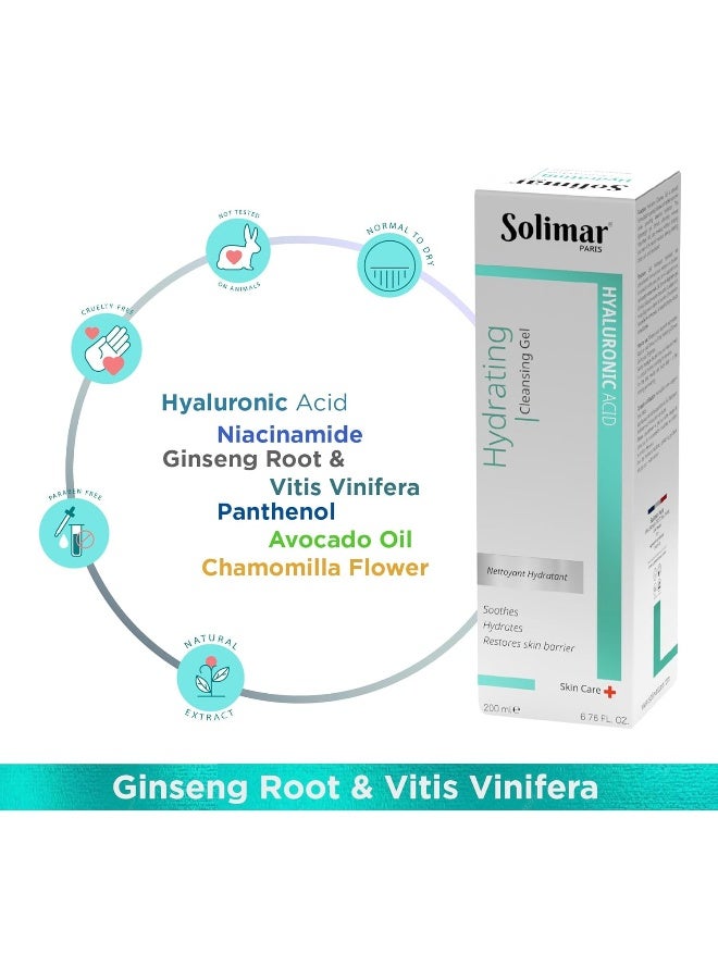 Solimar Paris Hydrating Cleansing Gel 200ml | Daily Facial Cleanser formulated with Hyaluronic Acid and Vitamin E - Image 4