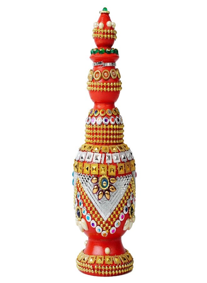 Fine Craft India Wooden Handmade Round Sindoor Box with Meena Work Refillable Case Multicolour H 19 W 6 L 5 cm (Sindoor_Dani07) - Image 1